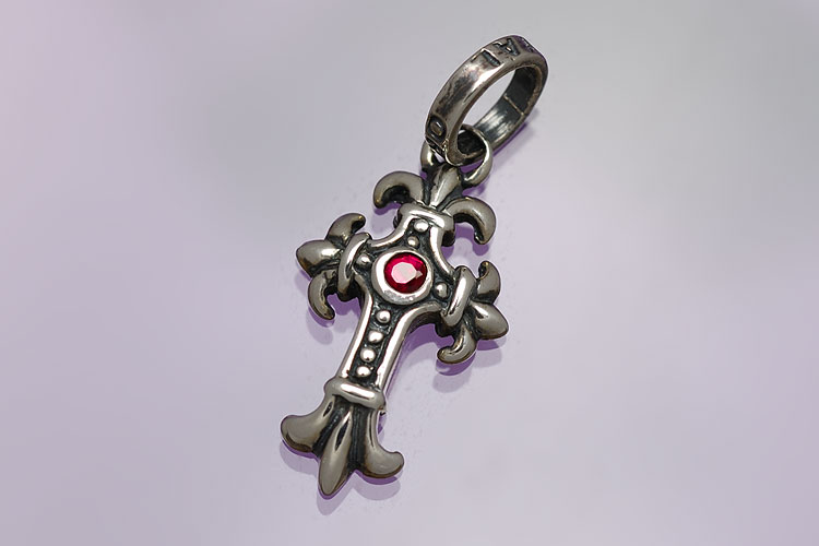 Royal Order SP137-A RED CORONET CROSS w/CZ PENDANT item photo1