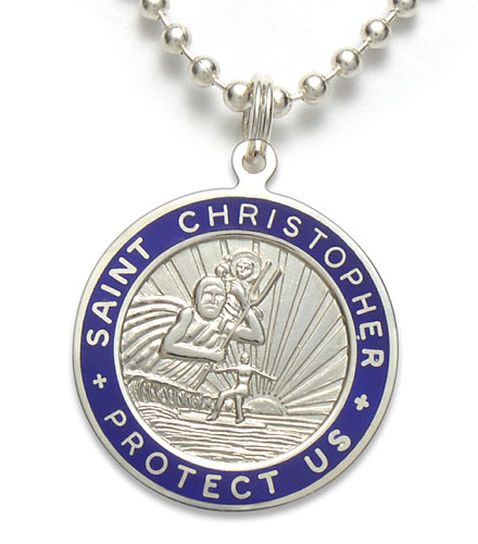 St.Christopher Large silver-blue pair item photo1