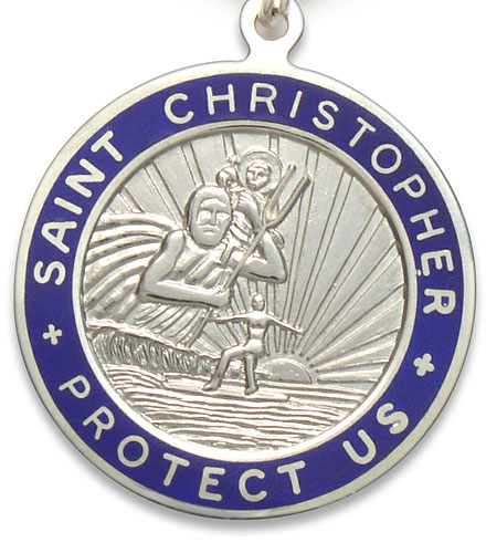 St.Christopher Large silver-blue pair item photo2