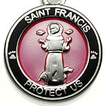 St.Christopher セント クリストファー ペット メダル St.Francis pink-black
